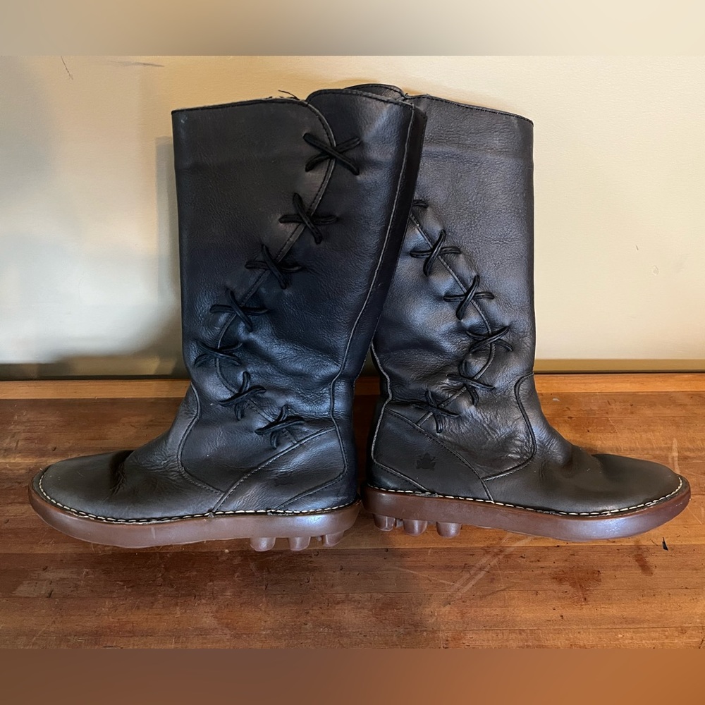 Brown leather boots